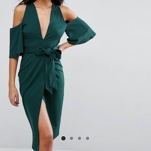 ASOS Dark Green Kimono Dress with front slit